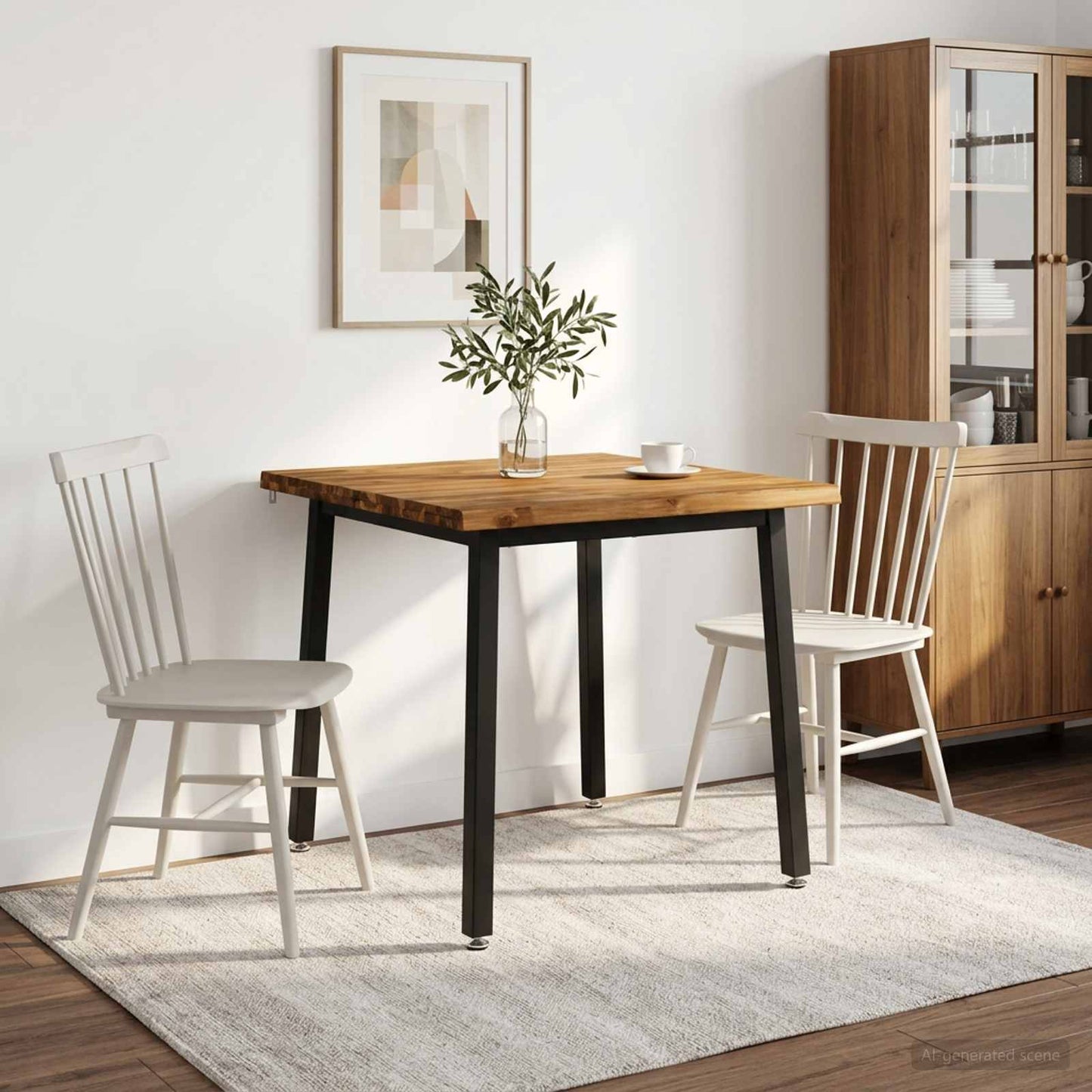 vidaXL 70 x 70 x 75 cm Στερεό Ξύλο Ακακίας Φυσικό και Μαύρο τετράγωνο