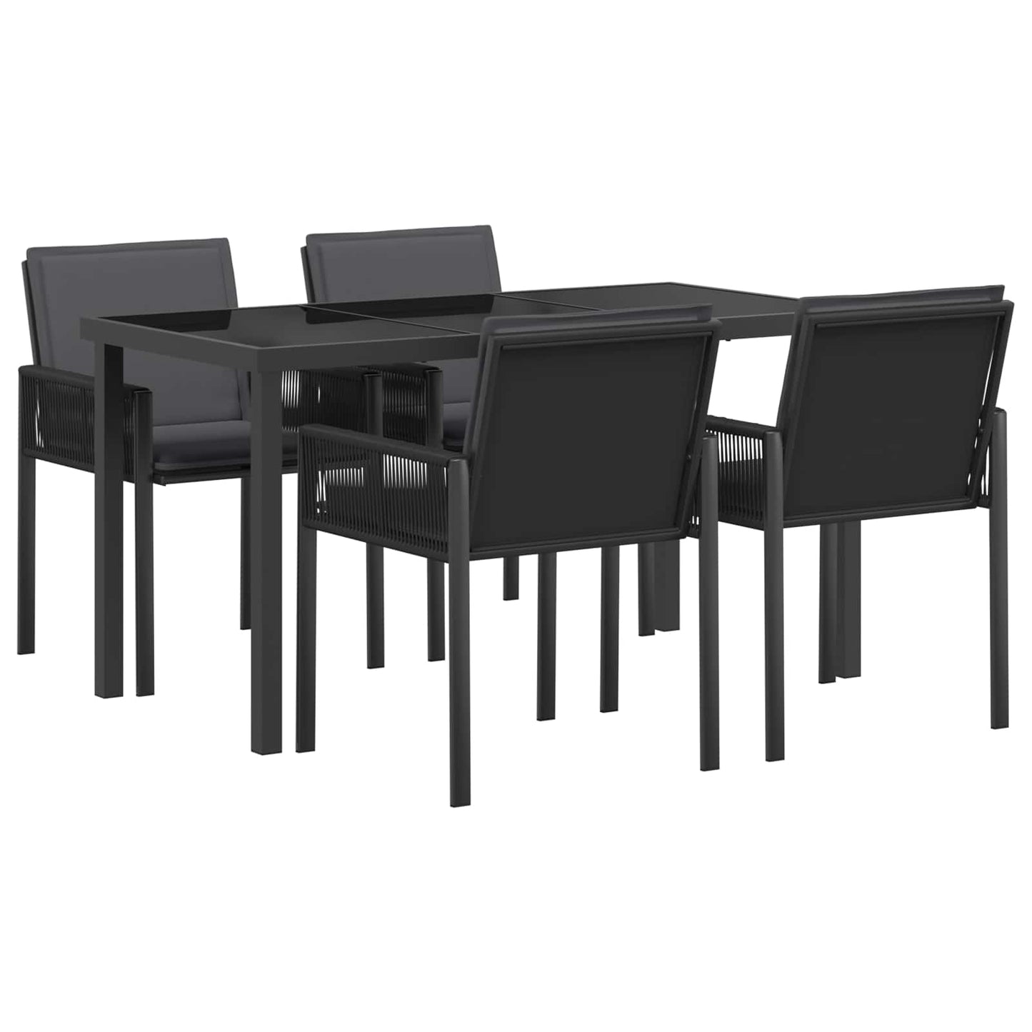 vidaXL Σέτ φαγητού για κήπο 5 τμχ. Μαύρο 140 x 70 x 73 cm