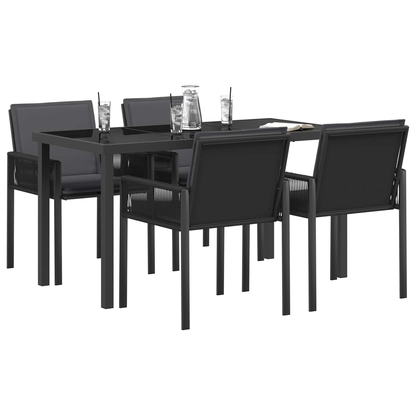 vidaXL Σέτ φαγητού για κήπο 5 τμχ. Μαύρο 140 x 70 x 73 cm