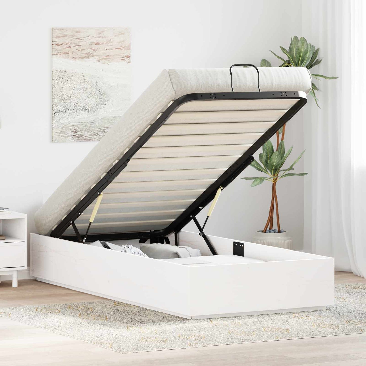 vidaXL Κρεβάτι Οθωμανικού Τύπου Λευκός 75 x 190 cm Στερεό πεύκο