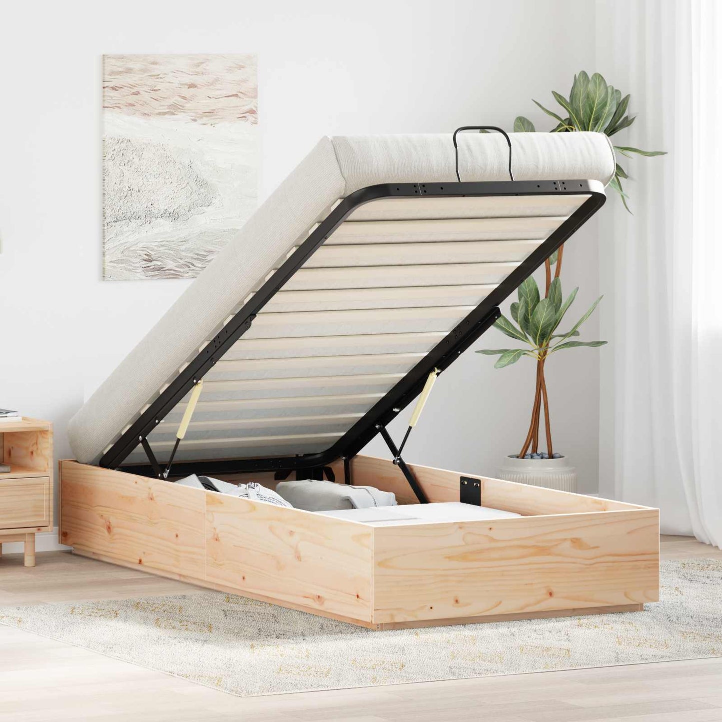vidaXL Κρεβάτι Οθωμανικού Τύπου Φυσικό 90 x 190 cm Στερεό πεύκο