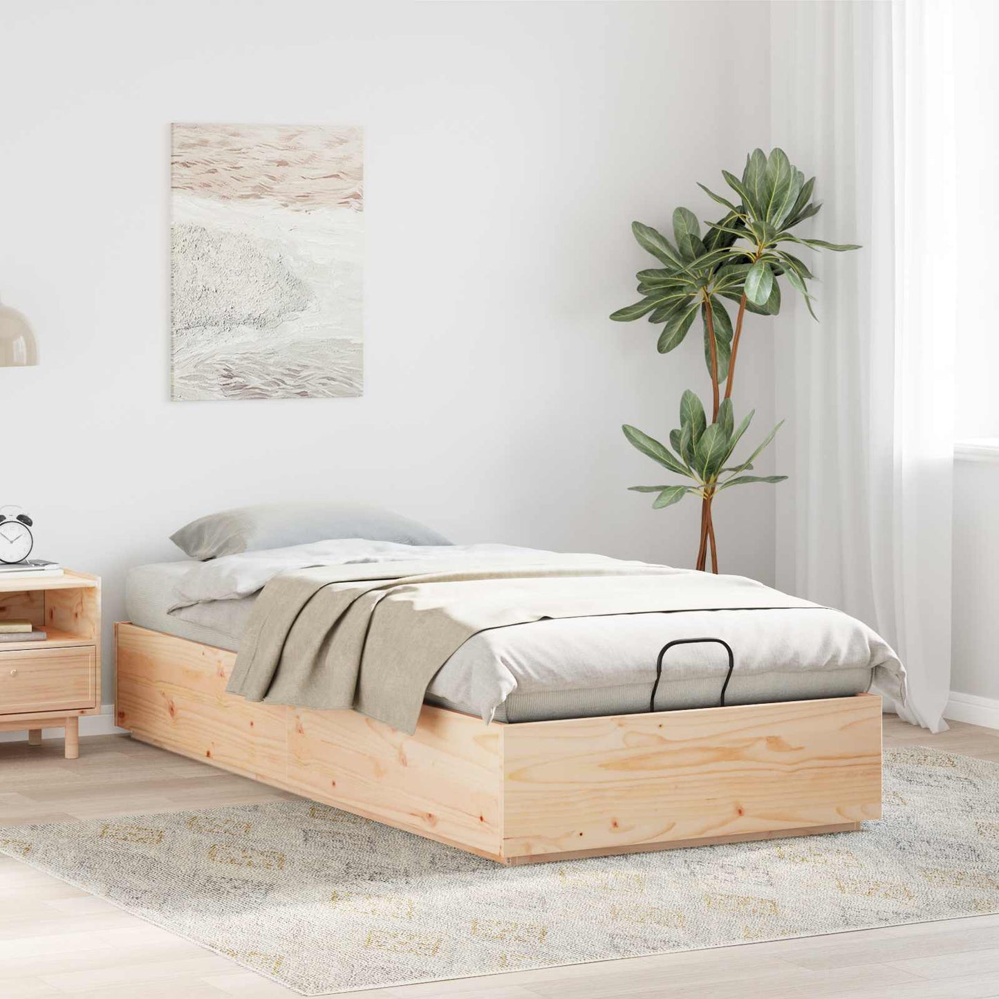 vidaXL Κρεβάτι Οθωμανικού Τύπου Φυσικό 90 x 190 cm Στερεό πεύκο