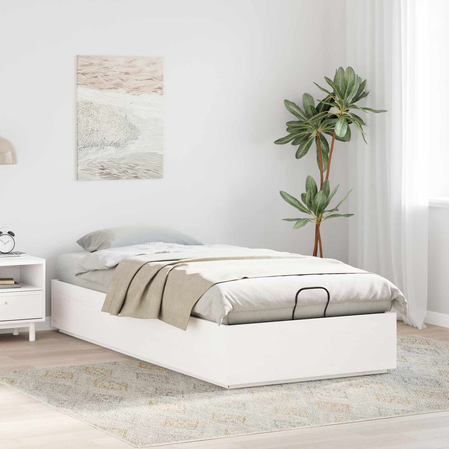 vidaXL Κρεβάτι Οθωμανικού Τύπου Λευκός 80 x 200 cm Στερεό πεύκο