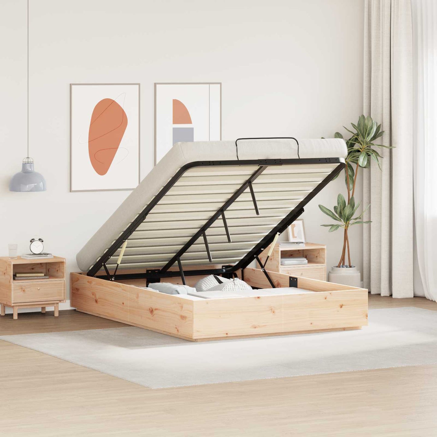 vidaXL Κρεβάτι Οθωμανικού Τύπου Φυσικό 135 x 190 cm Στερεό πεύκο
