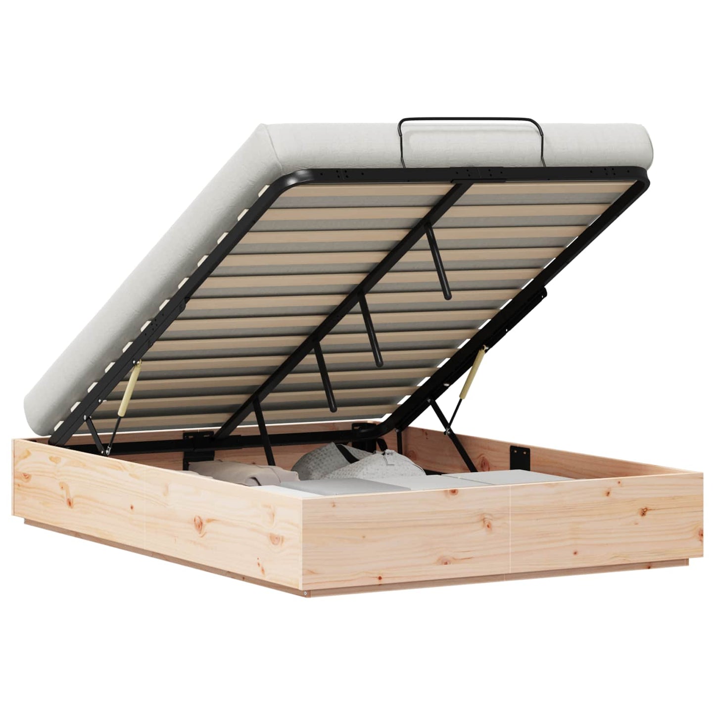 vidaXL Κρεβάτι Οθωμανικού Τύπου Φυσικό 140 x 190 cm Στερεό πεύκο