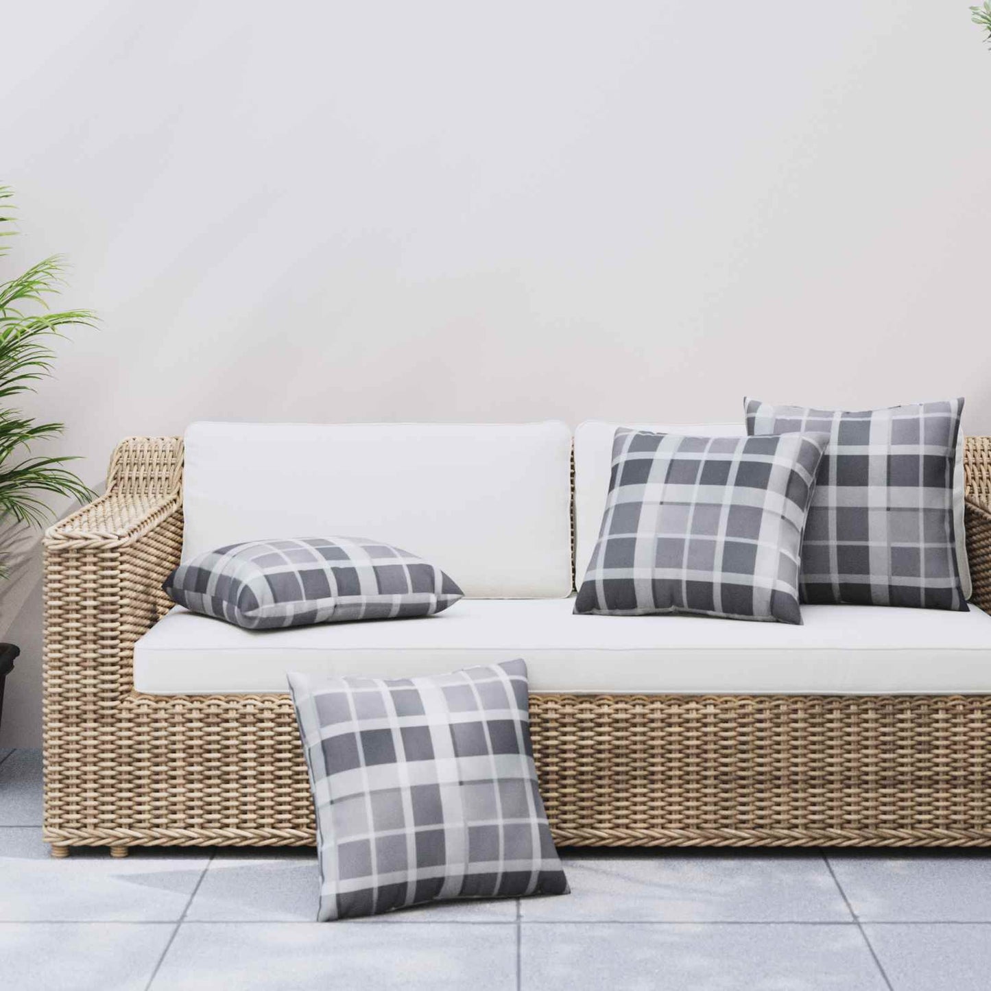 vidaXL Μαξιλάρι Εξωτερικού Χώρου 4 pcs Ύφασμα Γκρι Καρό 60 x 60 cm
