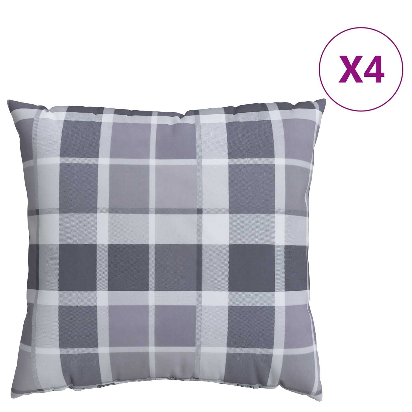 vidaXL Μαξιλάρι Εξωτερικού Χώρου 4 pcs Ύφασμα Γκρι Καρό 60 x 60 cm