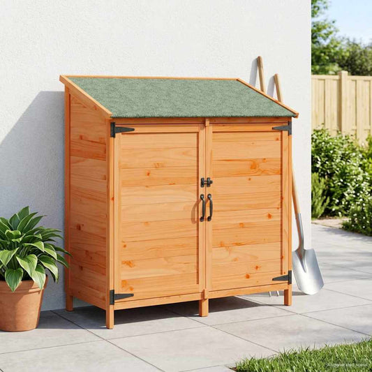 vidaXL Αποθήκη Κήπου Καφέ 106,5 x 56 x 113,5 εκ. Στερεό Ξύλο Πεύκου