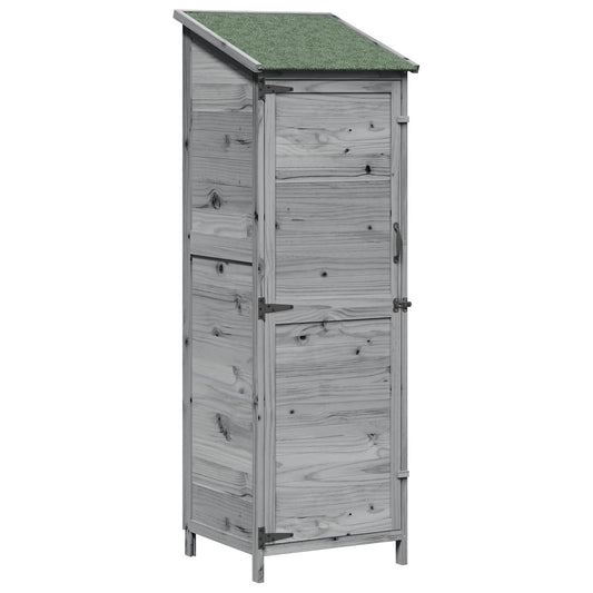 vidaXL Αποθήκη Κήπου Γκρι 59,5 x 56 x 176,5 εκ. Στερεό Ξύλο Πεύκου