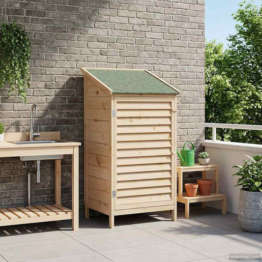 vidaXL Αποθήκη Κήπου Φυσικό 59 x 56 x 113,5 εκ Στερεό Ξύλο Πεύκου