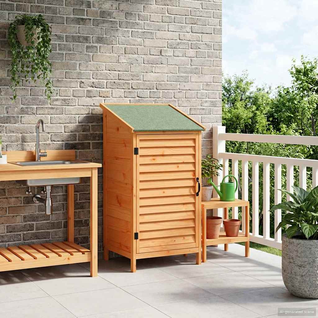 vidaXL Αποθήκη Κήπου Καφέ 59 x 56 x 113,5 εκ Στερεό Ξύλο Πεύκου