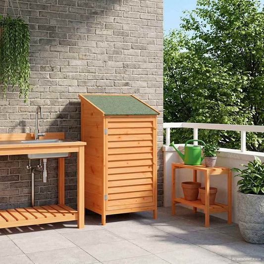 vidaXL Αποθήκη Κήπου Καφέ 59 x 56 x 113,5 εκ Στερεό Ξύλο Πεύκου