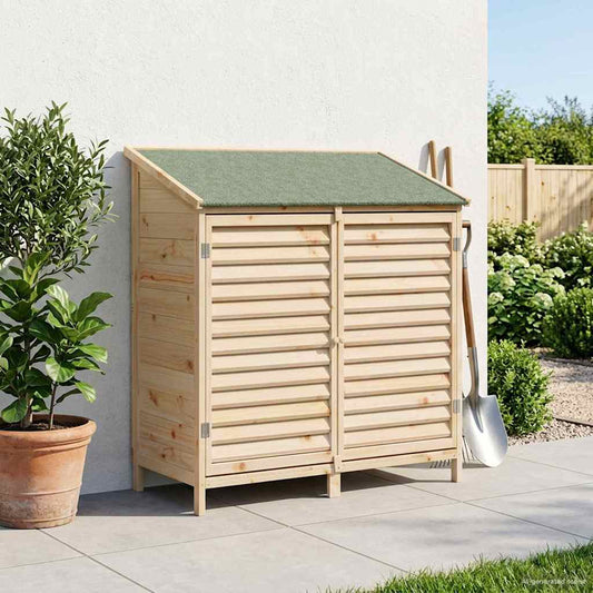 vidaXL Αποθήκη Κήπου Φυσικό 106 x 56 x 113,5 εκ Στερεό Ξύλο Πεύκου