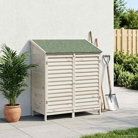 vidaXL Αποθήκη Κήπου Λευκό 106 x 56 x 113,5 εκ Στερεό Ξύλο Πεύκου
