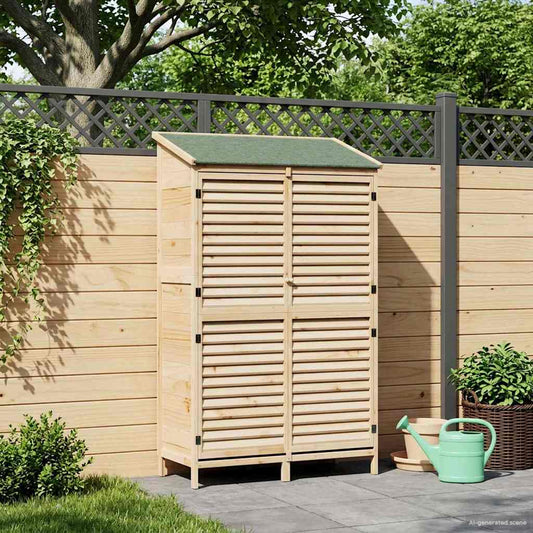 vidaXL Αποθήκη Κήπου Φυσικό 106 x 56 x 176,5 εκ Στερεό Ξύλο Πεύκου
