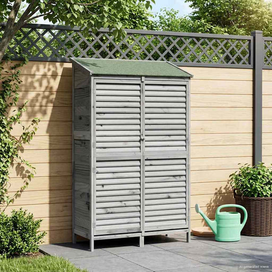 vidaXL Αποθήκη Κήπου Γκρι 106 x 56 x 176,5 εκ Στερεό Ξύλο Πεύκου