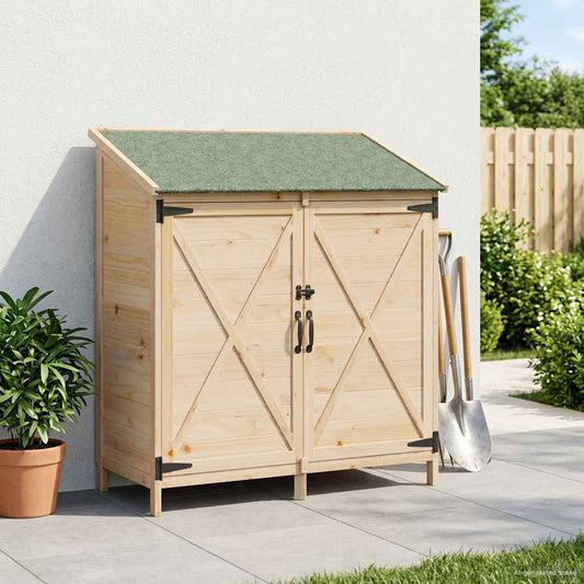 vidaXL Αποθήκη Κήπου Φυσικό 106 x 56 x 113,5 εκ Στερεό Ξύλο Πεύκου