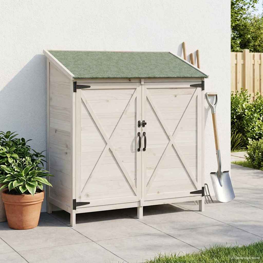 vidaXL Αποθήκη Κήπου Λευκό 106 x 56 x 113,5 εκ Στερεό Ξύλο Πεύκου