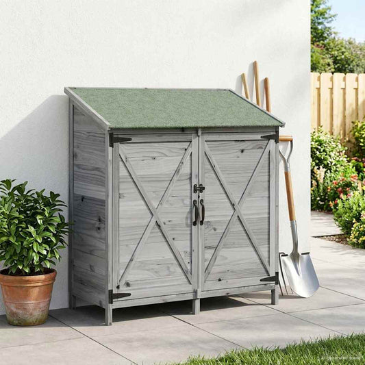 vidaXL Αποθήκη Κήπου Γκρι 106 x 56 x 113,5 εκ Στερεό Ξύλο Πεύκου