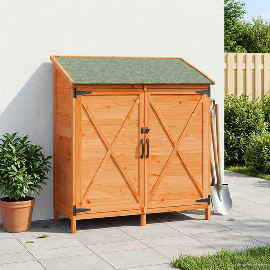 vidaXL Αποθήκη Κήπου Καφέ 106 x 56 x 113,5 εκ Στερεό Ξύλο Πεύκου
