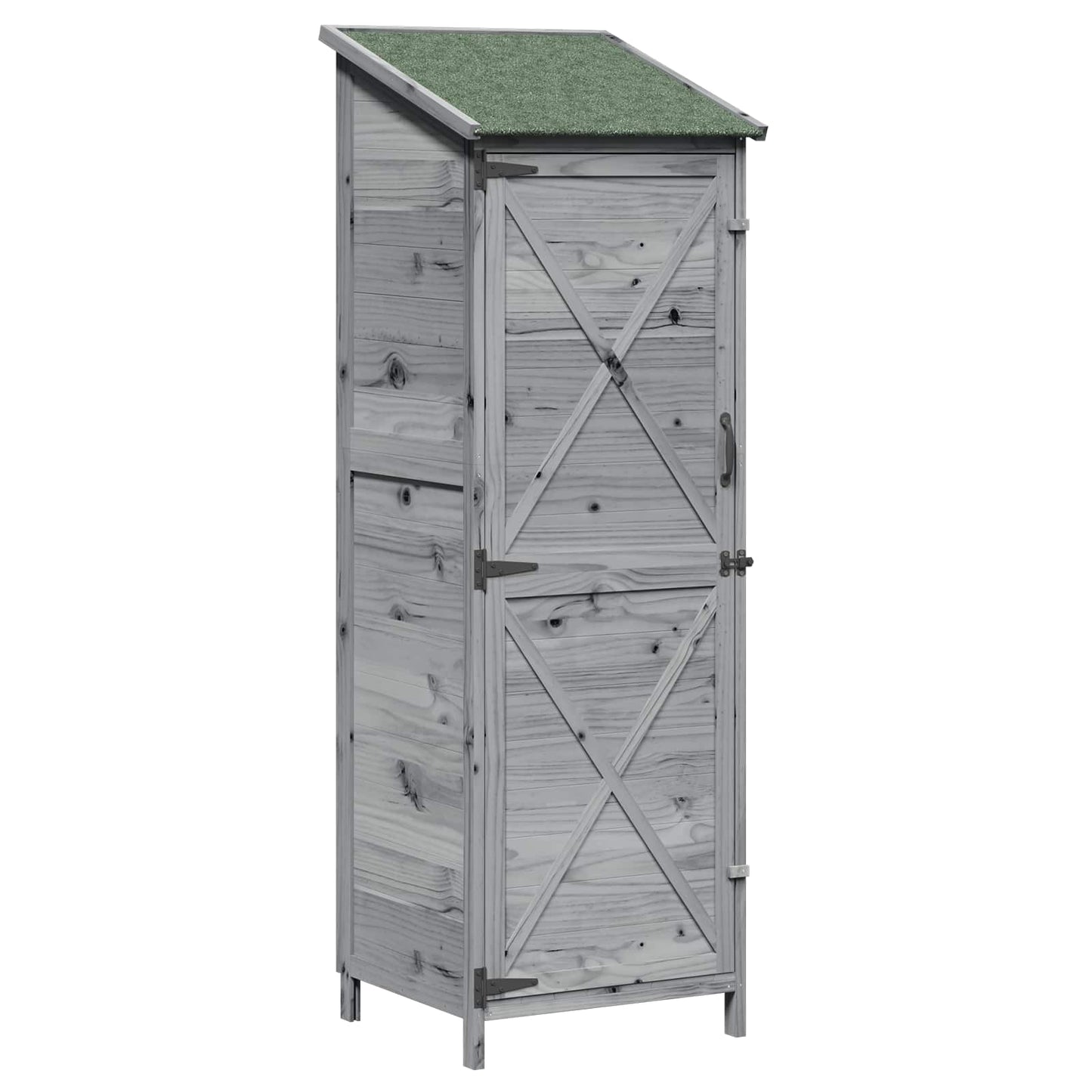 vidaXL Αποθήκη Κήπου Γκρι 59,5 x 56 x 176,5 εκ. Στερεό Ξύλο Πεύκου