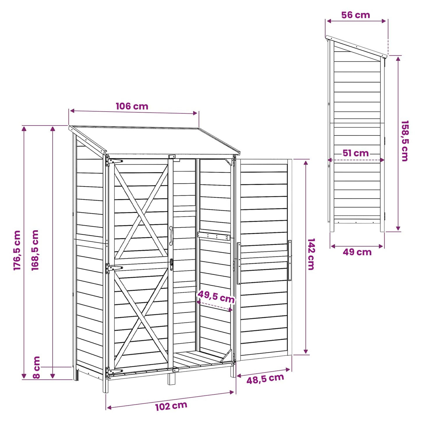 vidaXL Αποθήκη Κήπου Καφέ 106 x 56 x 176,5 εκ Στερεό Ξύλο Πεύκου