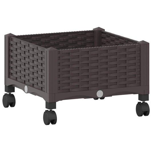 vidaXL Κήπος Γλαστράκι με Ροδάκια Καφέ 40 x 40 x 29 εκ PP
