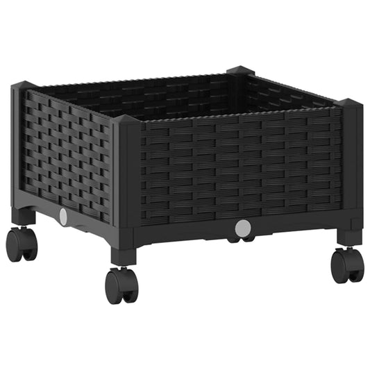 vidaXL Κήπος Γλαστράκι με Ροδάκια Μαύρο 40 x 40 x 29 εκ PP