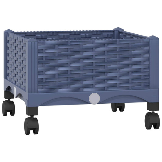 vidaXL Κήπος Γλαστράκι με Ροδάκια Μπλε Γκρι 40 x 40 x 33 cm PP