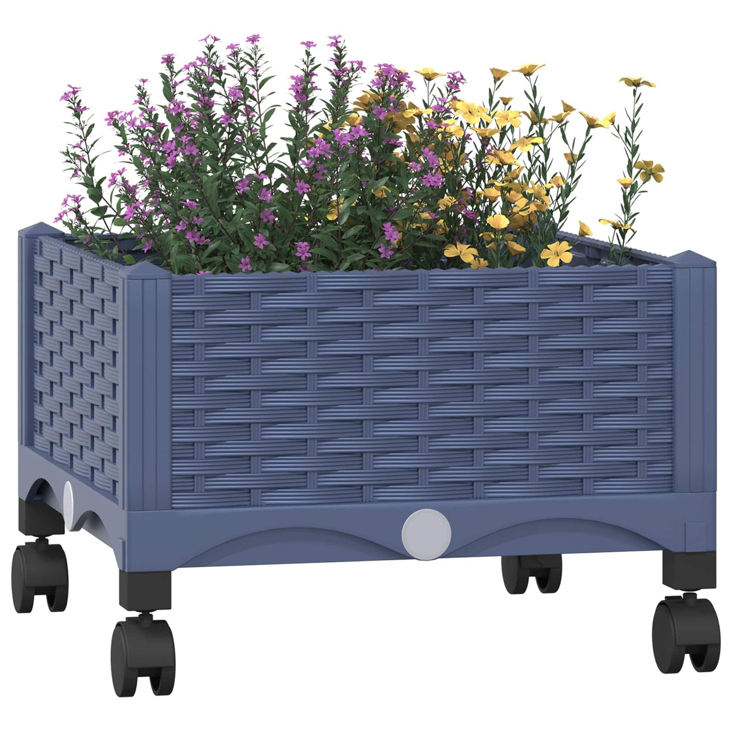 vidaXL Κήπος Γλαστράκι με Ροδάκια Μπλε Γκρι 40 x 40 x 33 cm PP