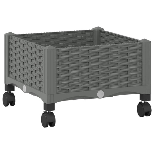 vidaXL Κήπος Γλαστράκι με Ροδάκια Ανοιχτό γκρι 40 x 40 x 33 cm PP