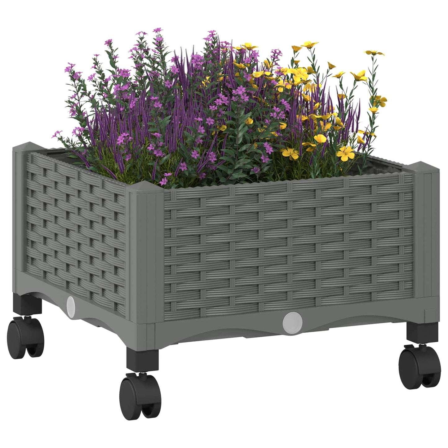 vidaXL Κήπος Γλαστράκι με Ροδάκια Ανοιχτό γκρι 40 x 40 x 29 cm PP