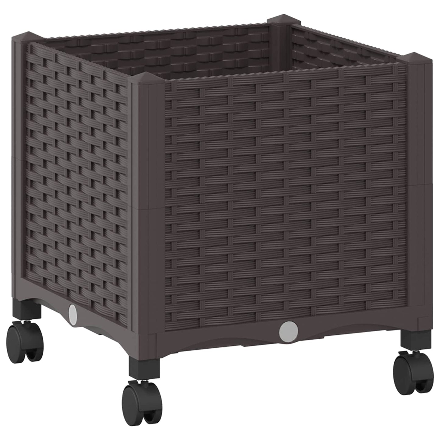vidaXL Κήπος Γλαστράκι με Ροδάκια Καφέ 40 x 40 x 44 εκ PP