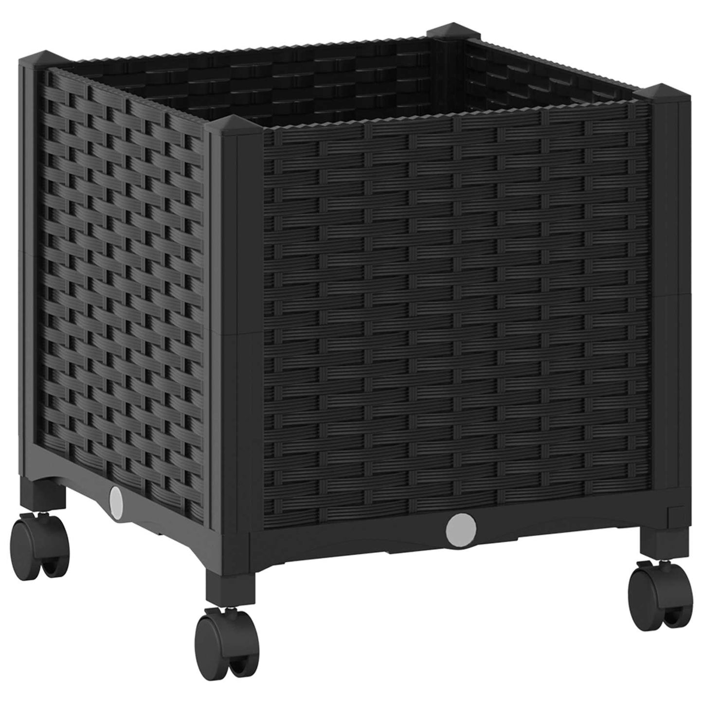 vidaXL Κήπος Γλαστράκι με Ροδάκια Μαύρο 40 x 40 x 44 εκ PP