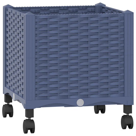 vidaXL Κήπος Γλαστράκι με Ροδάκια Μπλε Γκρι 40 x 40 x 48 cm PP