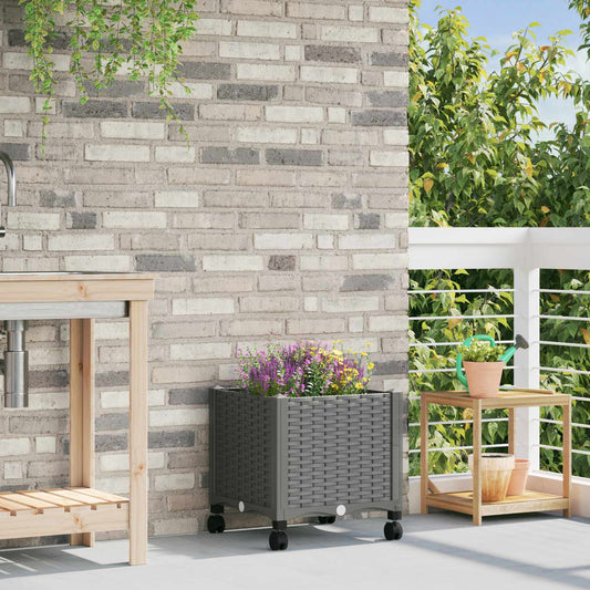vidaXL Κήπος Γλαστράκι με Ροδάκια Ανοιχτό γκρι 40 x 40 x 48 cm PP