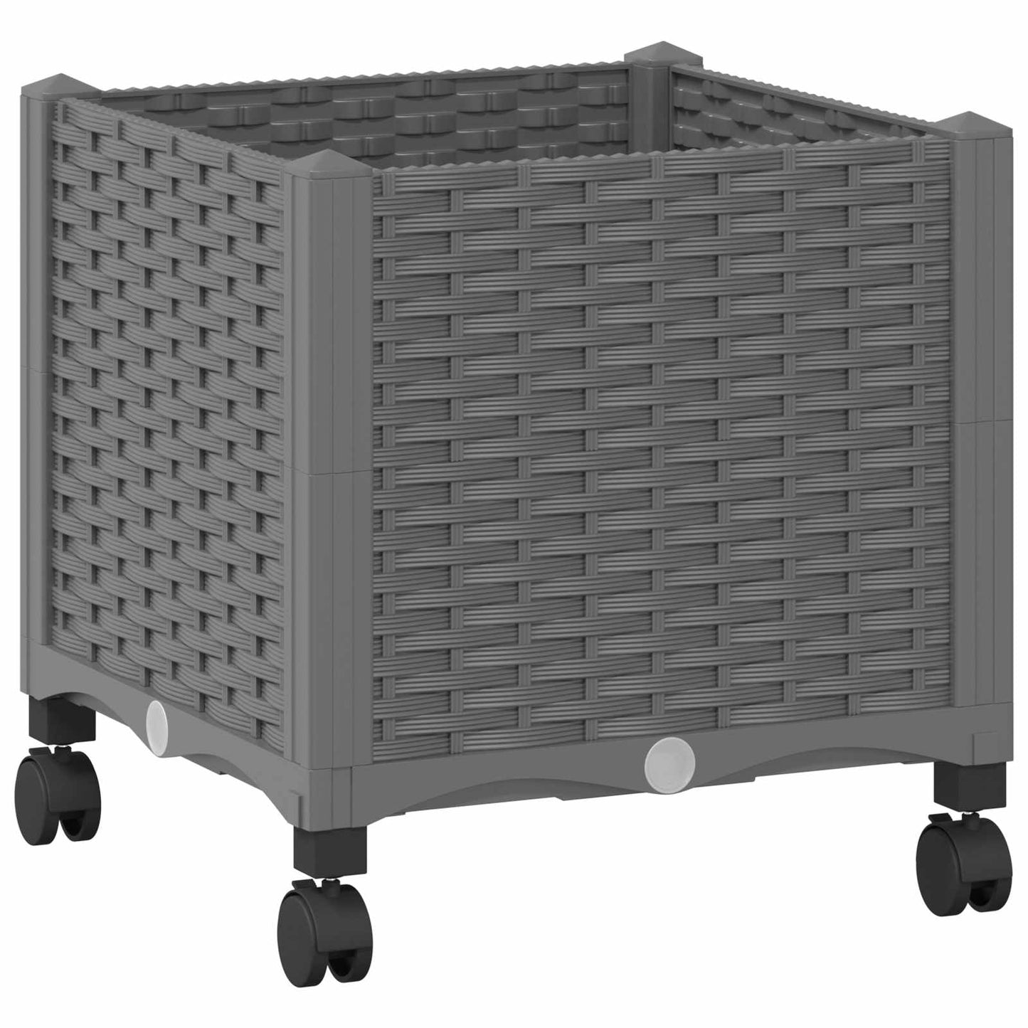 vidaXL Κήπος Γλαστράκι με Ροδάκια Ανοιχτό γκρι 40 x 40 x 48 cm PP