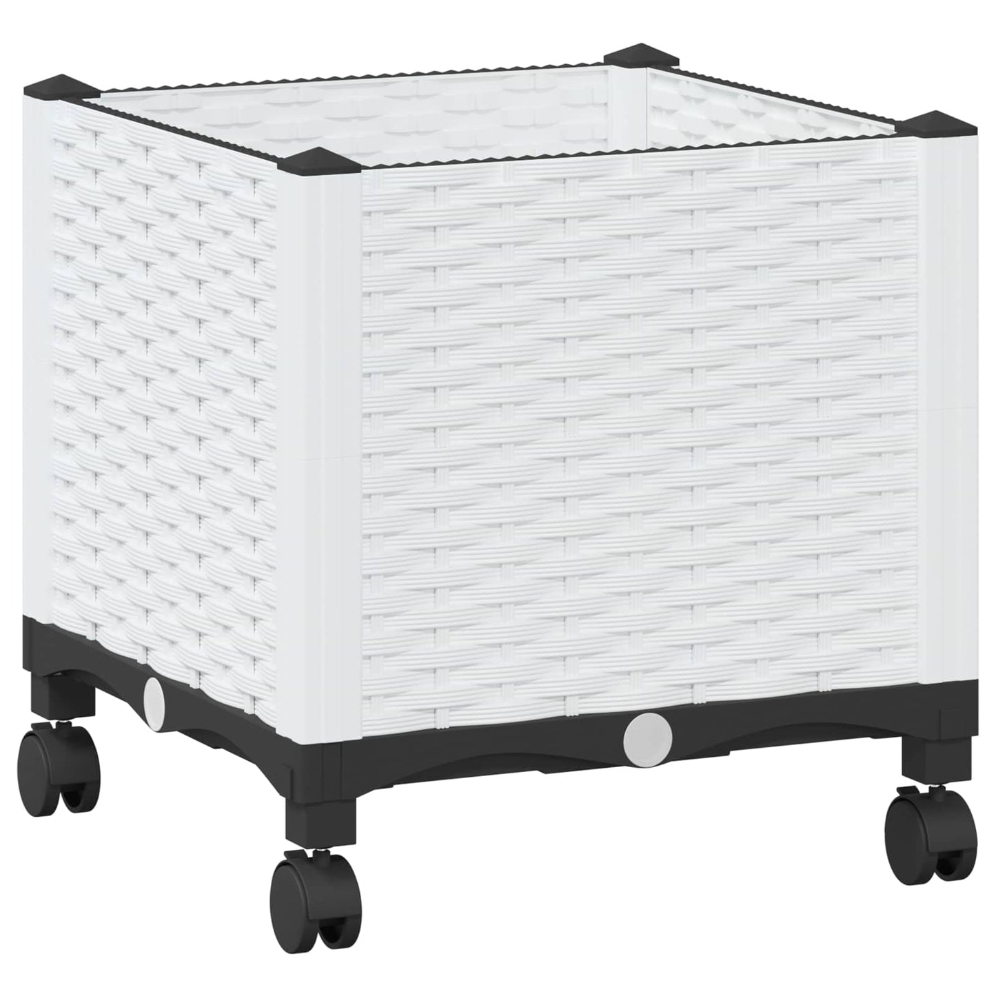 vidaXL Κήπος Γλαστράκι με Ροδάκια Λευκό 40 x 40 x 48 cm PP