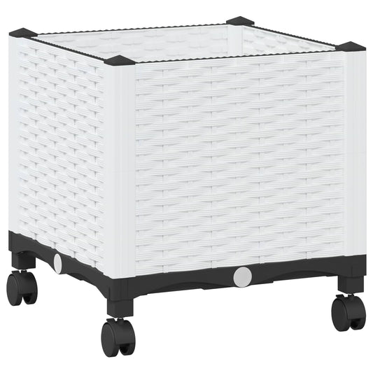 vidaXL Κήπος Γλαστράκι με Ροδάκια Λευκό 40 x 40 x 48 cm PP