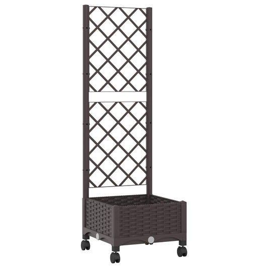 vidaXL Γλάστρα κήπου με πέργκολα & τροχούς Καφέ 40 x 40 x 131,5 εκ. PP
