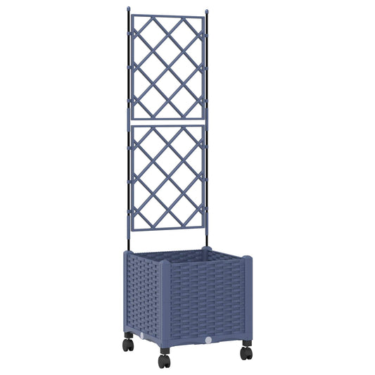 vidaXL Γλάστρα κήπου με πέργκολα & τροχούς Γκρι 40 x 40 x 149 εκ PP