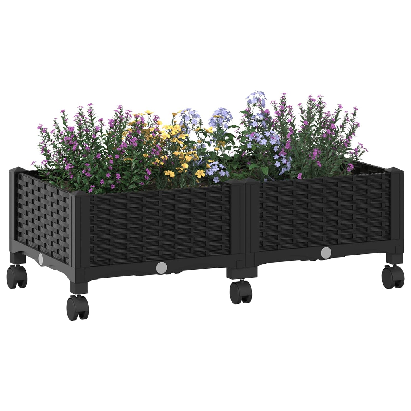 vidaXL Κήπος Γλαστράκι με Ροδάκια Μαύρο 80 x 40 x 29 εκ PP