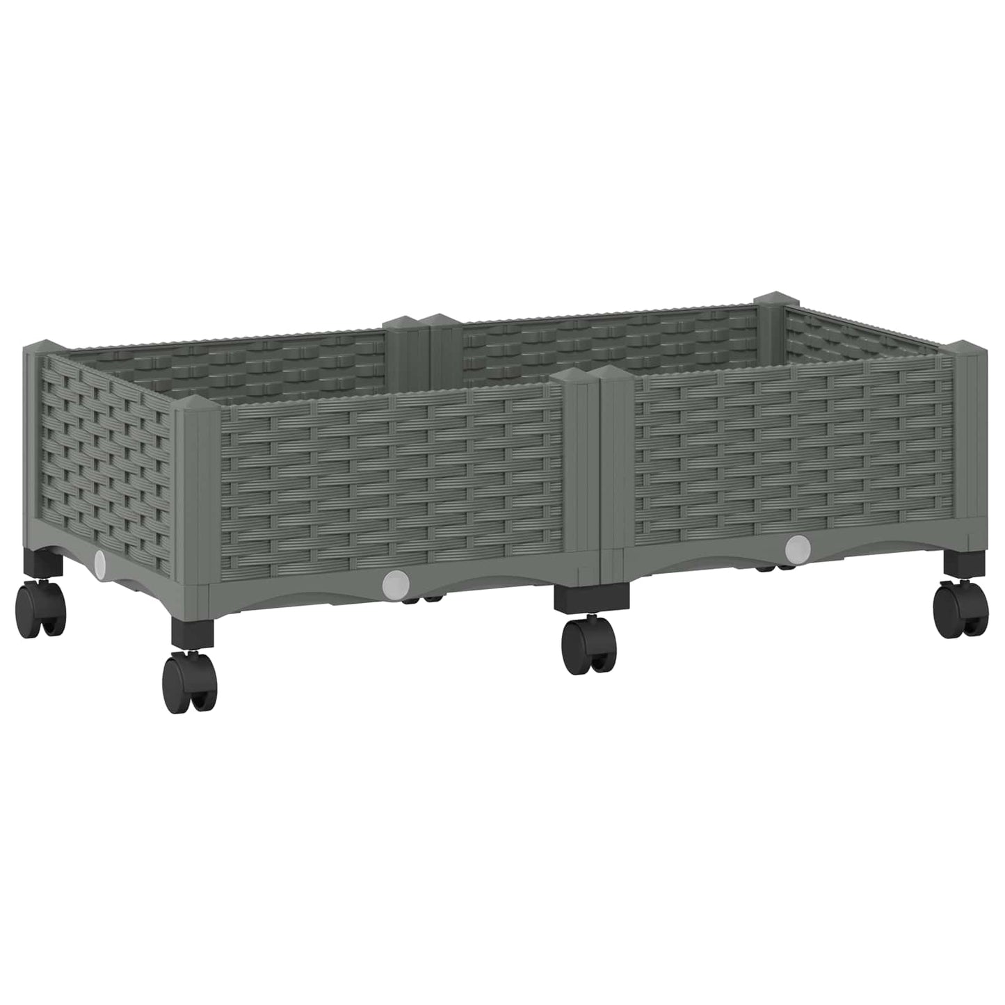 vidaXL Κήπος Γλαστράκι με Ροδάκια Ανοιχτό γκρι 80 x 40 x 33 cm PP