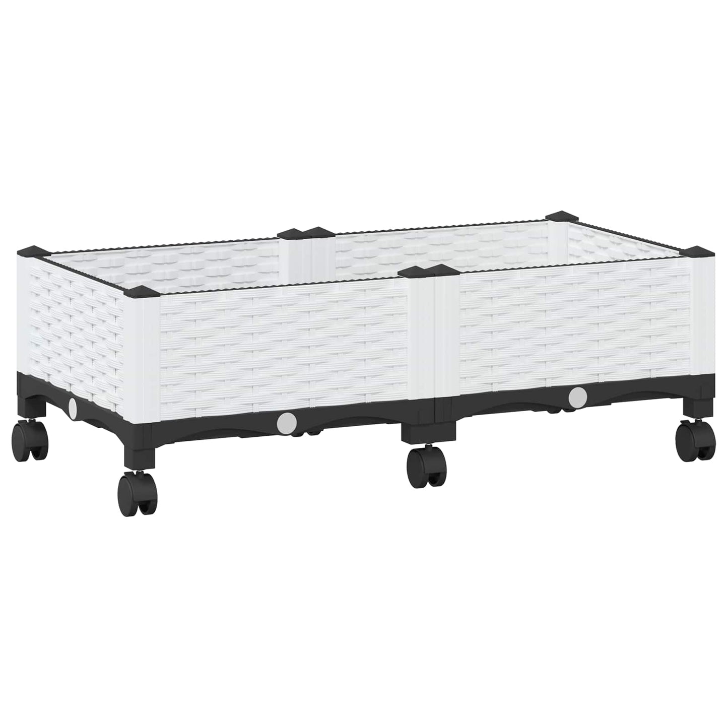 vidaXL Κήπος Γλαστράκι με Ροδάκια Λευκό 80 x 40 x 33 cm PP