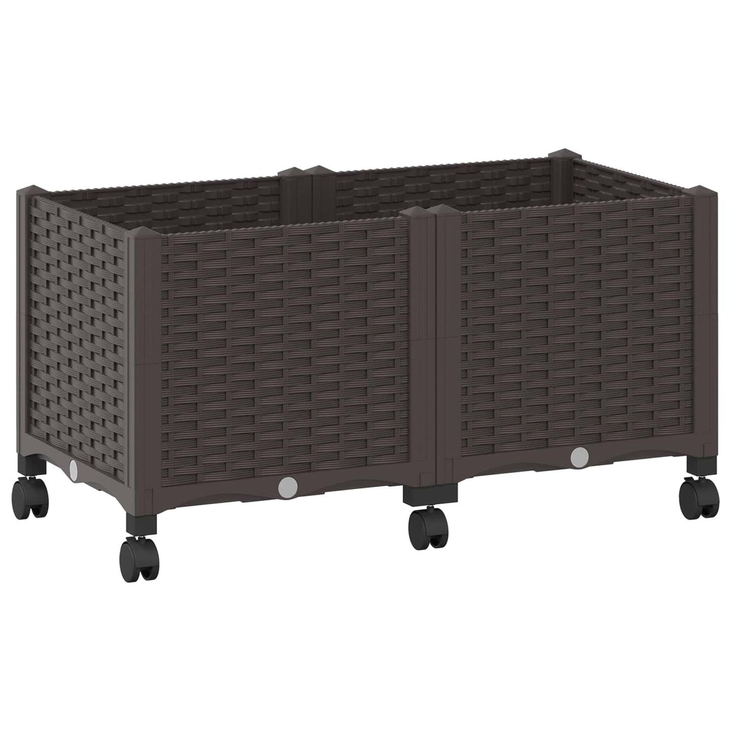 vidaXL Κήπος Γλαστράκι με Ροδάκια Καφέ 80 x 40 x 44 εκ PP