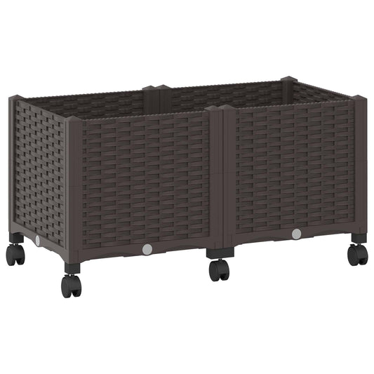 vidaXL Κήπος Γλαστράκι με Ροδάκια Καφέ 80 x 40 x 44 εκ PP