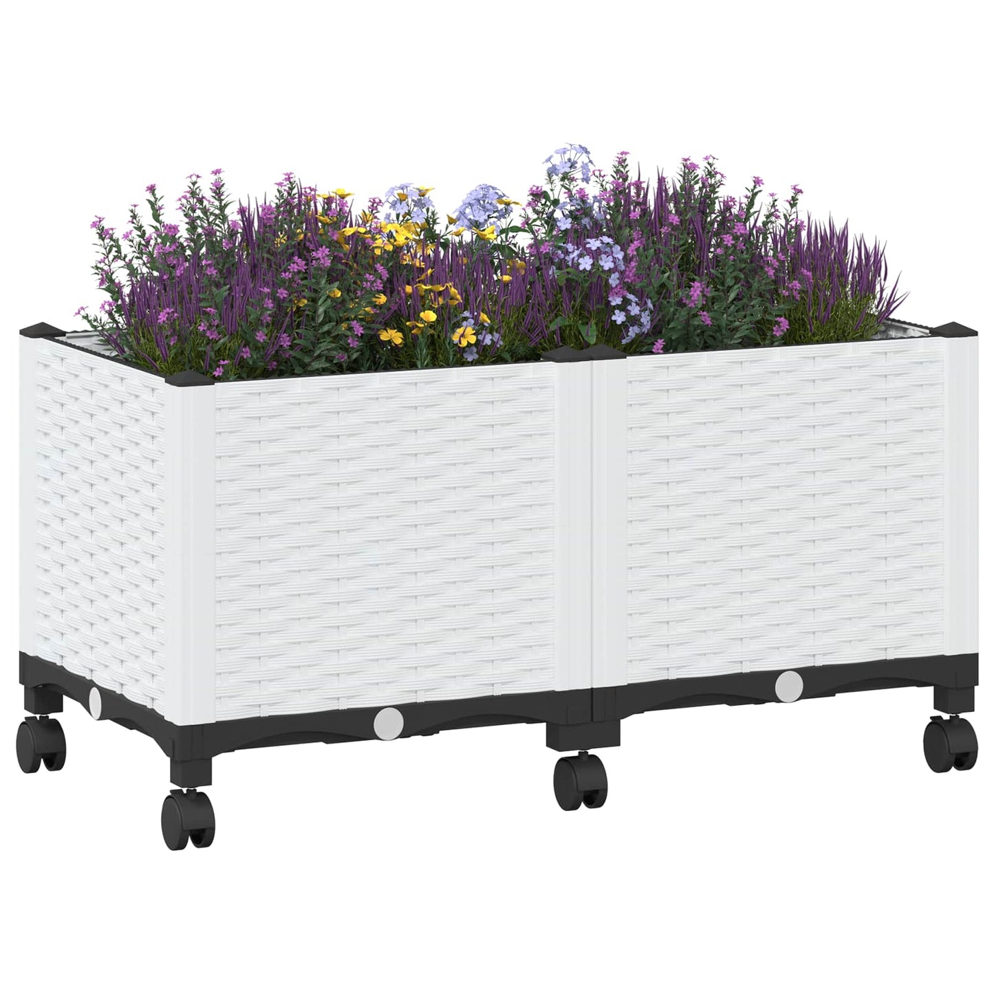 vidaXL Κήπος Γλαστράκι με Ροδάκια Λευκό 80 x 40 x 48 cm PP