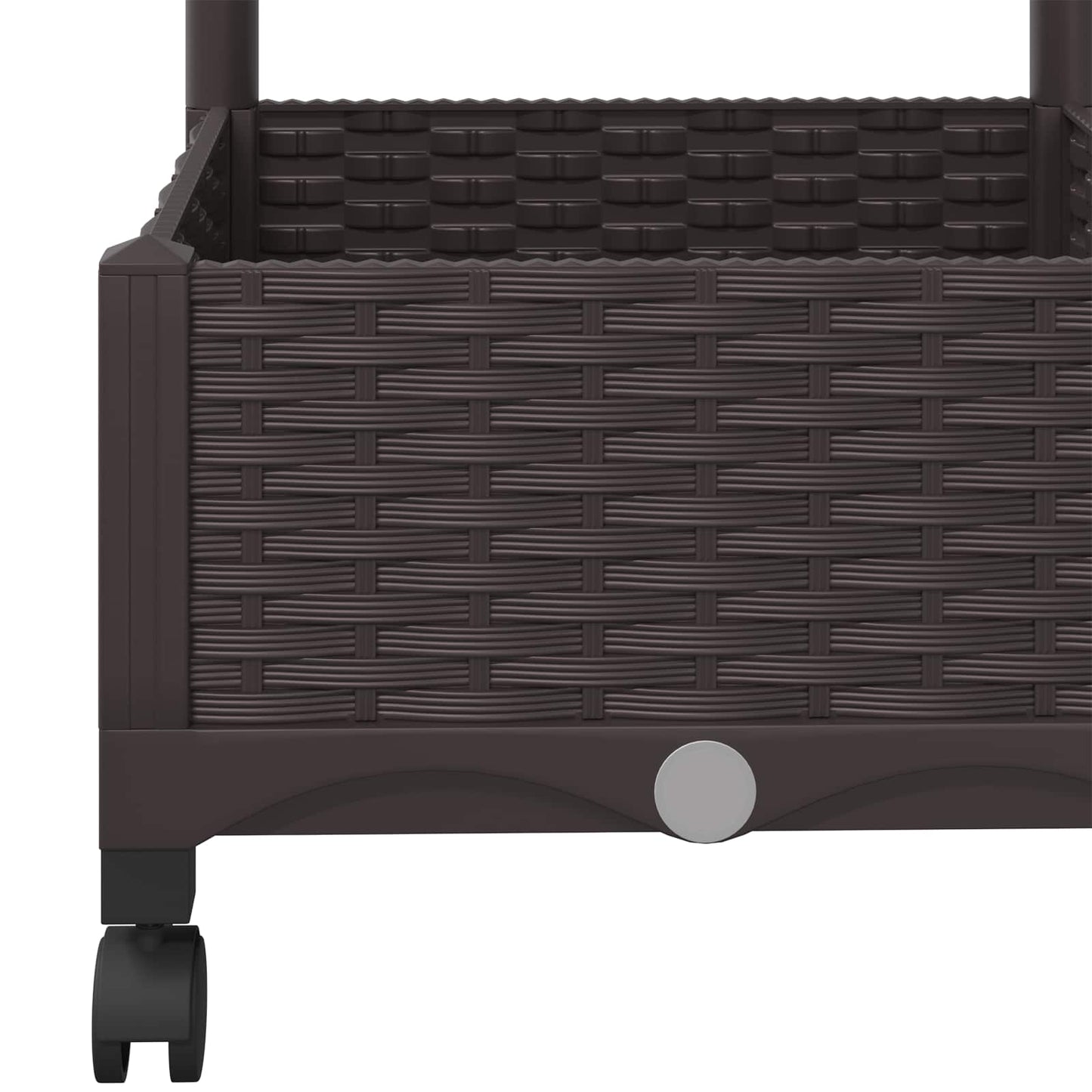 vidaXL Γλάστρα κήπου με πέργκολα & τροχούς Καφέ 80 x 40 x 131,5 εκ. PP