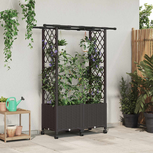 vidaXL Ανυψωμένο Κρεβάτι με Πέργκολα και Οροφή Καφέ PP