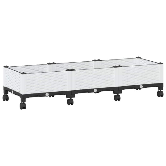 vidaXL Κήπος Γλαστράκι με Ροδάκια Λευκό 120 x 40 x 33 cm PP